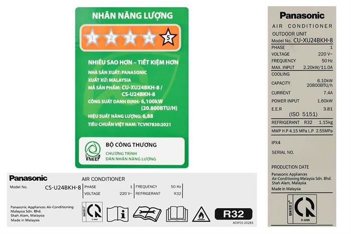 Điều Hòa Panasonic Inverter 24000 BTU 1 Chiều CU/CS-U24BKH-8